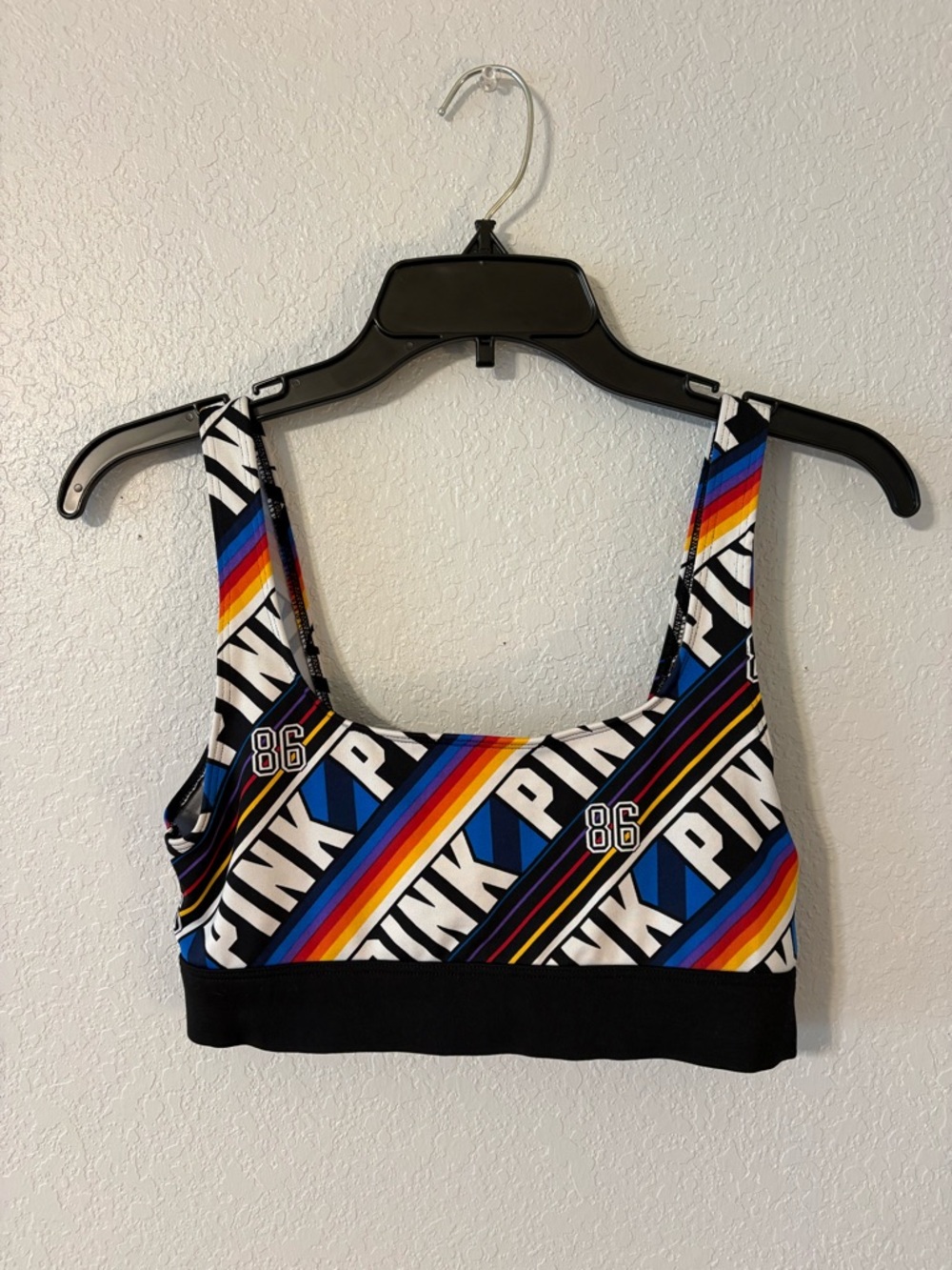 Victoria's Secret PINK Ultimate Rainbow Logo Bra - Black Band